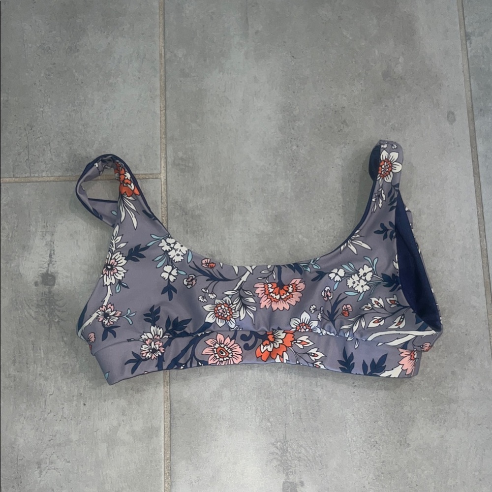 Kulani Kinis Floral Bikini Top - Blue and Pink